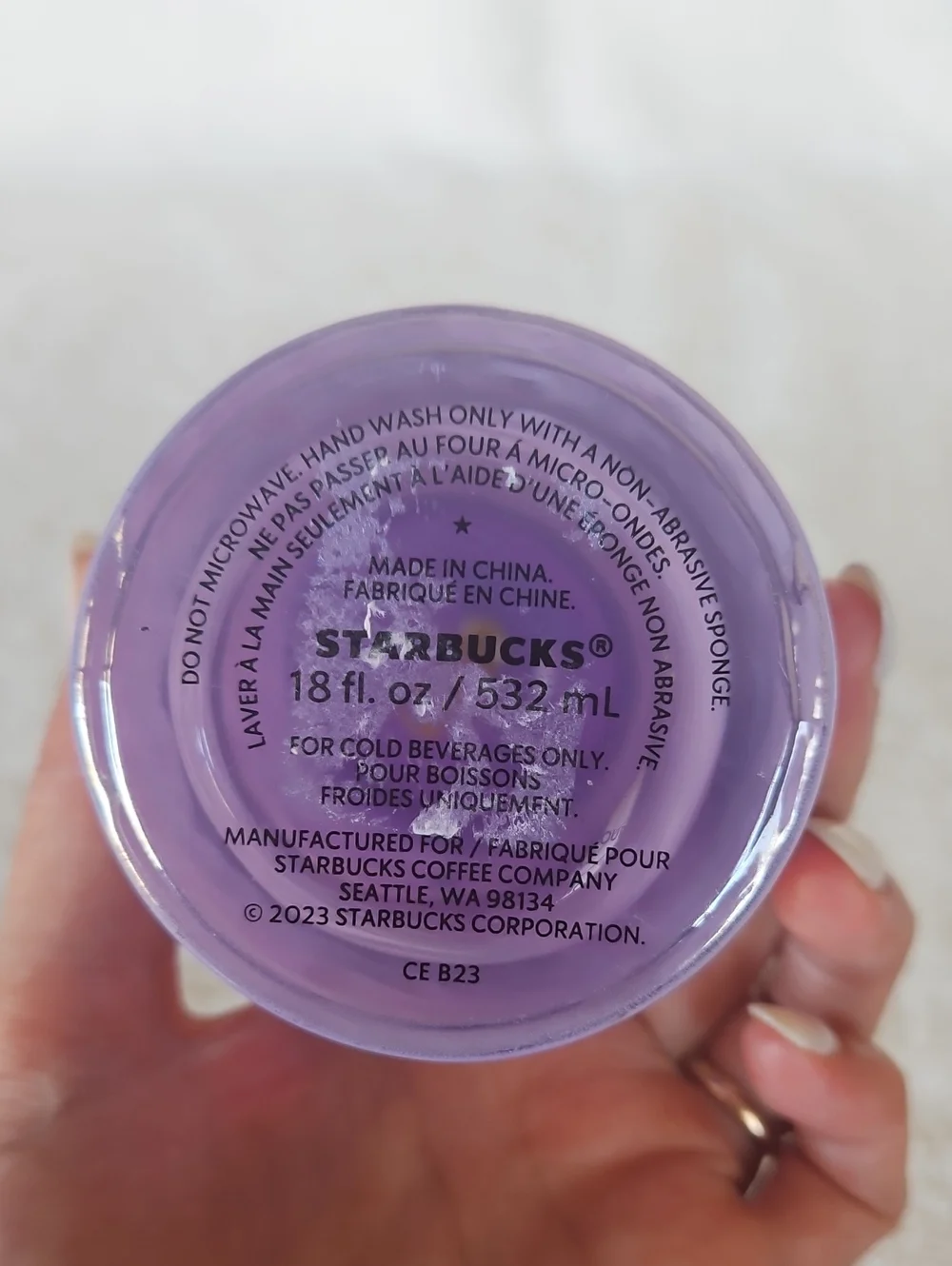 Starbucks 2023 Shimmer Iridescent Lilac Lavender Glass Ripple Wave Tumbler 18oz